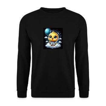 poussin de l’espace avec ballon sur nuage en combinaison spatiale - Sweat-shirt Unisexe - noir - Devant - Alina (178cm) & Michal (187cm)