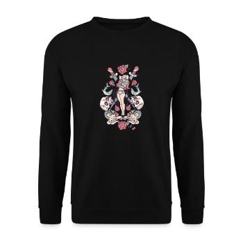 Vintage Pin-up - Sweat-shirt Unisexe - noir - Devant - Alina (178cm) & Michal (187cm)
