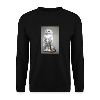 Eule - Unisex Pullover - Schwarz - Vorne - Alina (178cm) & Michal (187cm)