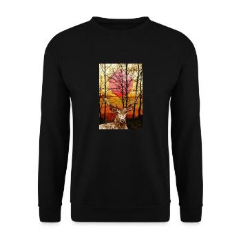cerf - Sweat-shirt Unisexe - noir - Devant - Alina (178cm) & Michal (187cm)