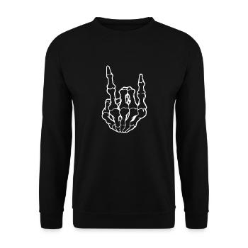 Idée cadeau de rock'n roll main squelette blanc - Sweat-shirt Unisexe - noir - Devant - Alina (178cm) & Michal (187cm)