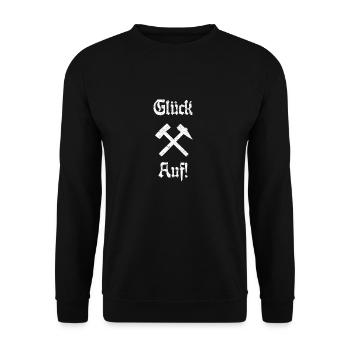 Glück Auf! Logo Schlägel und Eisen - Unisex Pullover - Schwarz - Vorne - Alina (178cm) & Michal (187cm)