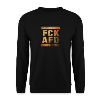 FCK AFD au look rouillé vintage, motif, Fuck AFD - Sweat-shirt Unisexe - noir - Devant - Alina (178cm) & Michal (187cm)