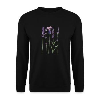 Lavender Purple Violet Provence Lavender Botanic - Unisex Sweatshirt - black - Front - Alina (178cm) & Michal (187cm)