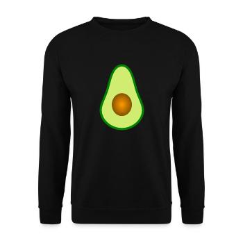 Avocado mit Kern Design zum personalisieren - Unisex Pullover - Schwarz - Vorne - Alina (178cm) & Michal (187cm)