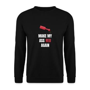 Make My Ass Red again Kinky Paddle BDSM leather - Unisex Pullover - Schwarz - Vorne - Alina (178cm) & Michal (187cm)