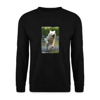 weißer Schäferhund - Unisex Pullover - Schwarz - Vorne - Alina (178cm) & Michal (187cm)