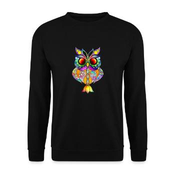 Owl abstract colorful - Unisex Sweatshirt - black - Front - Alina (178cm) & Michal (187cm)