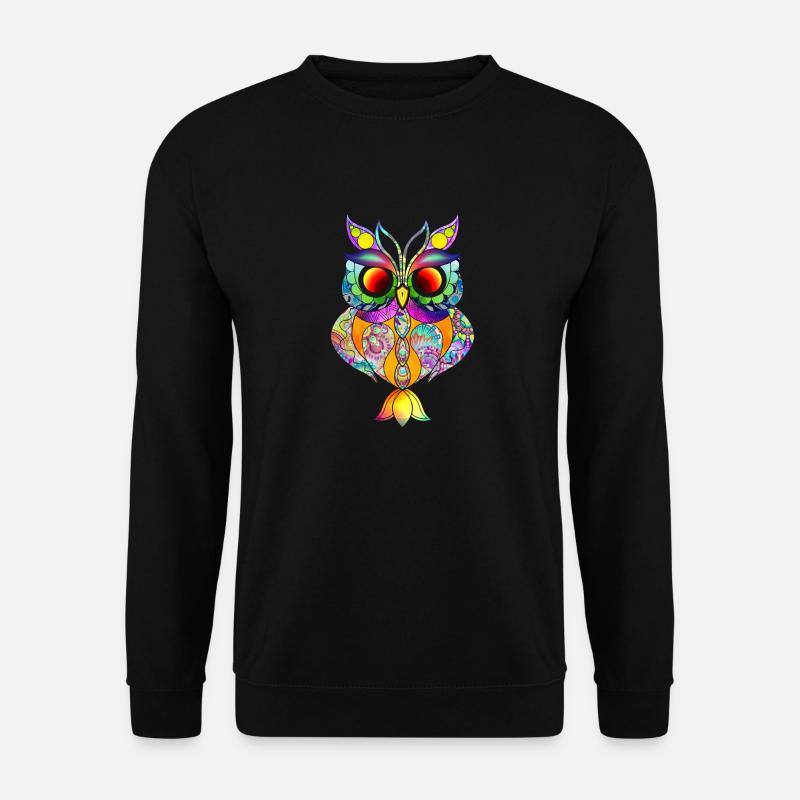 Eule Abstrakt bunt - Unisex Pullover - Schwarz