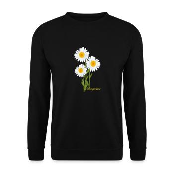 Margeriten, Blumen - Unisex Pullover - Schwarz - Vorne - Alina (178cm) & Michal (187cm)