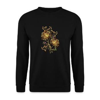 Blumen - Unisex Pullover - Schwarz - Vorne - Alina (178cm) & Michal (187cm)