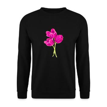 Watercolors Flowers Spring Spring Beginning Tulip - Unisex Sweatshirt - black - Front - Alina (178cm) & Michal (187cm)