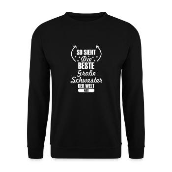 Beste Große Schwester Schwangerschaft Geschenk - Unisex Pullover - Schwarz - Vorne - Alina (178cm) & Michal (187cm)