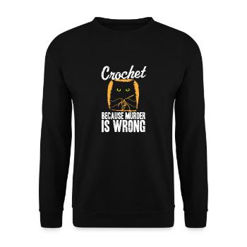 Crochet Because Murder Is Wrong Black Cat Yarn - Sweat-shirt Unisexe - noir - Devant - Alina (178cm) & Michal (187cm)