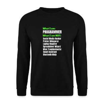 I am a Programmer! - Unisex Pullover - Schwarz - Vorne - Alina (178cm) & Michal (187cm)