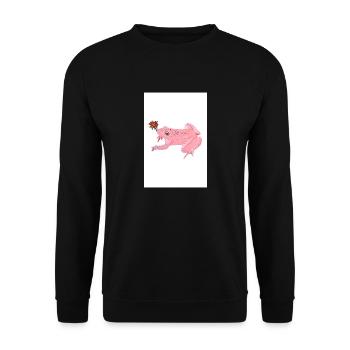 Pink frog with flower - Unisex Sweatshirt - black - Front - Alina (178cm) & Michal (187cm)