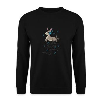 Donkeys and Music Notes Clef Musician Piano - Unisex Sweatshirt - black - Front - Alina (178cm) & Michal (187cm)