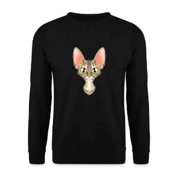 Cat Lover I Cat Face I Devon Rex Cat - Unisex Sweatshirt - black - Front - Alina (178cm) & Michal (187cm)