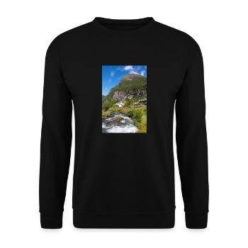 Vue panoramique de Geiranger depuis Storseterfossen - Sweat-shirt Unisexe - noir - Devant - Alina (178cm) & Michal (187cm)