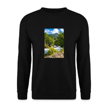 Geiranger panorama Storseterfossen Norway - Unisex Sweatshirt - black - Front - Alina (178cm) & Michal (187cm)