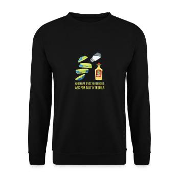 When life gives you lemons - Unisex Sweatshirt - black - Front - Alina (178cm) & Michal (187cm)