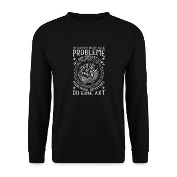Du kannst nicht alle Probleme mit dem Schwert - Unisex Pullover - Schwarz - Vorne - Alina (178cm) & Michal (187cm)