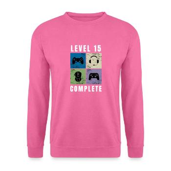 Level 15 Complete Gaming Geschenk - Unisex Pullover - Pink - Vorne