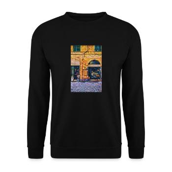 Vintage Roma Small Shops Painting Italy Lover Gift - Unisex Sweatshirt - black - Front - Alina (178cm) & Michal (187cm)