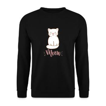 Mignon Kawaii drôle de chat disant miaulement - Sweat-shirt Unisexe - noir - Devant - Alina (178cm) & Michal (187cm)