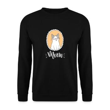 Mignon Kawaii drôle de chat disant miaulement - Sweat-shirt Unisexe - noir - Devant - Alina (178cm) & Michal (187cm)