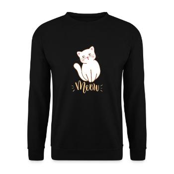 Mignon Kawaii drôle de chat disant miaulement - Sweat-shirt Unisexe - noir - Devant - Alina (178cm) & Michal (187cm)