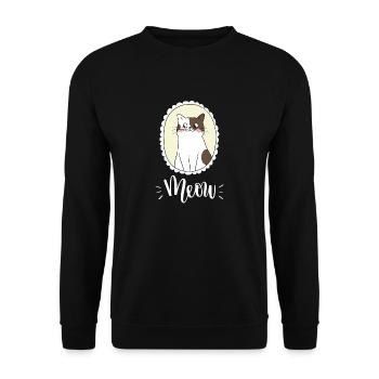 Mignon Kawaii drôle de chat disant miaulement - Sweat-shirt Unisexe - noir - Devant - Alina (178cm) & Michal (187cm)