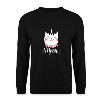 Mignon Kawaii drôle de chat disant miaulement - Sweat-shirt Unisexe - noir - Devant - Alina (178cm) & Michal (187cm)