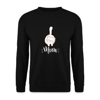 Mignon Kawaii drôle de chat disant miaulement - Sweat-shirt Unisexe - noir - Devant - Alina (178cm) & Michal (187cm)