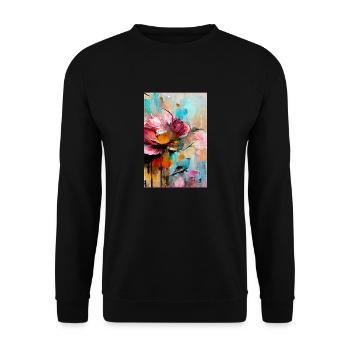 Foral Abstract Rose Blooms Abstrakt - Unisex Pullover - Schwarz - Vorne - Alina (178cm) & Michal (187cm)
