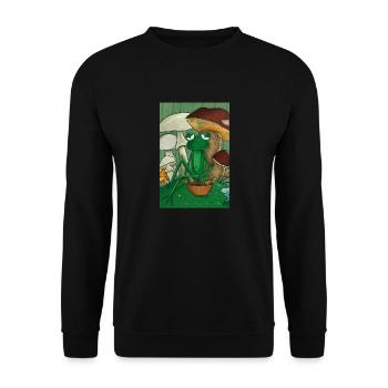 Frog picking mushrooms - Unisex Sweatshirt - black - Front - Alina (178cm) & Michal (187cm)