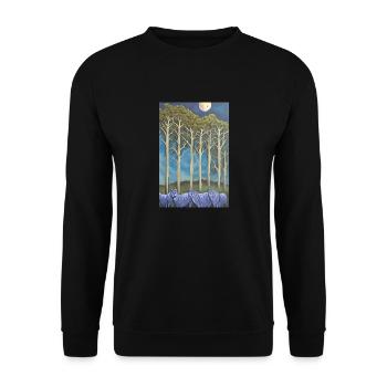 Wölfe auf der Allee - Unisex Pullover - Schwarz - Vorne - Alina (178cm) & Michal (187cm)
