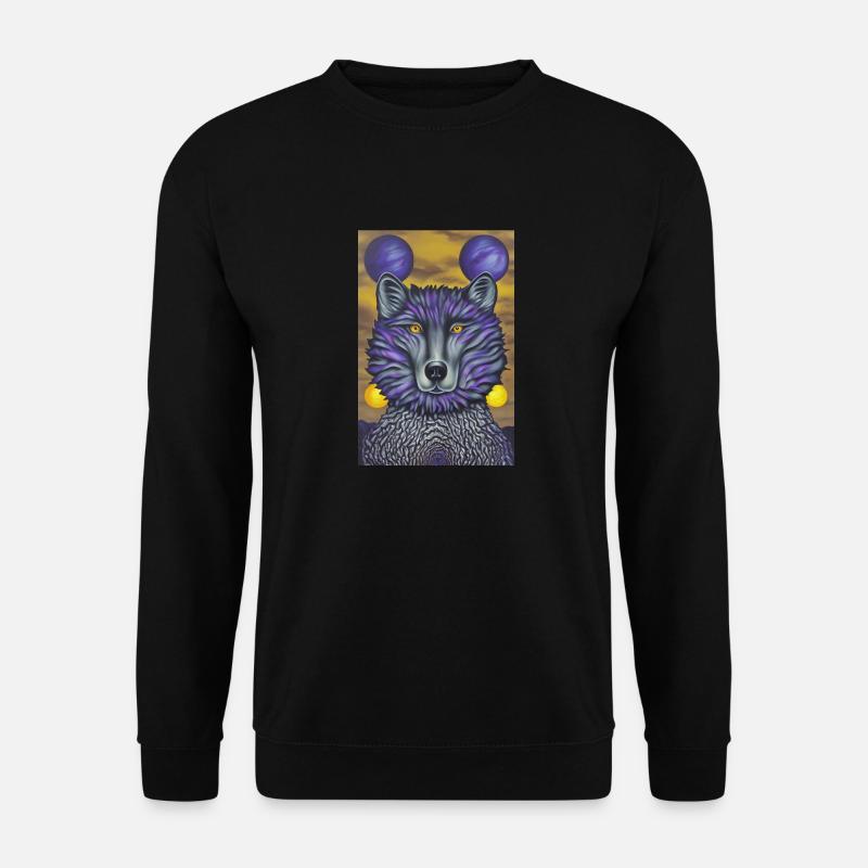Wolf mit Mond - Unisex Pullover - Schwarz