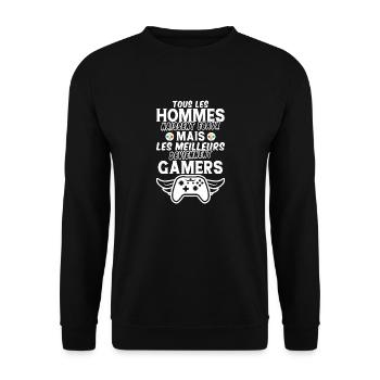 hommes naissent égaux meilleurs deviennent gamers - Sweat-shirt Unisexe - noir - Devant - Alina (178cm) & Michal (187cm)