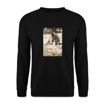 Zebra (in german Zebra or Zebras) Hippotigris - Unisex Sweatshirt - black - Front - Alina (178cm) & Michal (187cm)