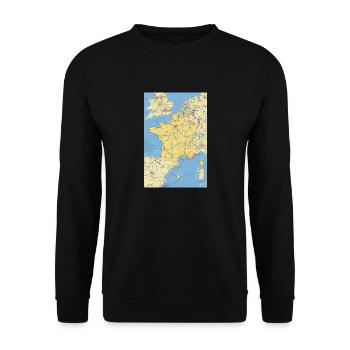 France map with cities, roads, rivers, lakes - Unisex Sweatshirt - black - Front - Alina (178cm) & Michal (187cm)