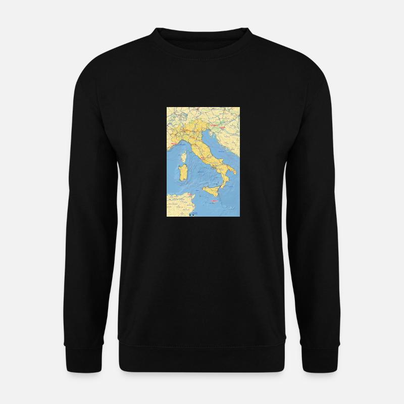 Italien Karte mit Städten Straßen Flüssen Seen - Unisex Pullover - Schwarz