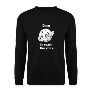 Dare To Reach The Stars Retro Outer Space Designs - Unisex Pullover - Schwarz - Vorne - Alina (178cm) & Michal (187cm)
