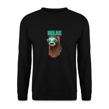 Coole Comic Portrait Sloth Sonnenbrille entspannen - Unisex Pullover - Schwarz - Vorne - Alina (178cm) & Michal (187cm)