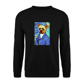 Yorkshire Terrier Van Gogh Stil | Terrier Liebhaber - Unisex Pullover - Schwarz - Vorne - Alina (178cm) & Michal (187cm)