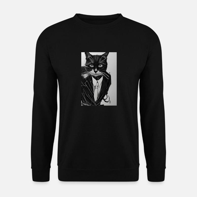 Katze like a sir/ Katze im Anzug - Unisex Pullover - Schwarz