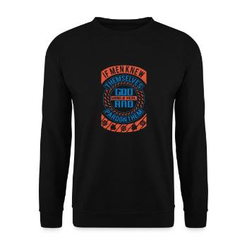 IF MEN KNEW THEM SALVES GOD AND PARDON THEM - Unisex Sweatshirt - black - Front - Alina (178cm) & Michal (187cm)