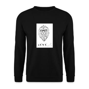 Löwe Nerd - Unisex Pullover - Schwarz - Vorne - Alina (178cm) & Michal (187cm)