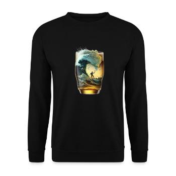 Beer Glass Surfer Rides Beer Wave - Unisex Sweatshirt - black - Front - Alina (178cm) & Michal (187cm)