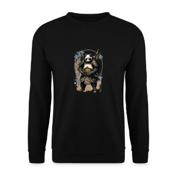 Panda in samurai armor in ukiyo-e style - Unisex Sweatshirt - black - Front - Alina (178cm) & Michal (187cm)